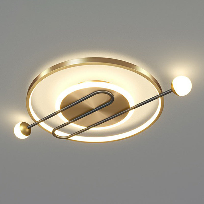 Circular LED Flush Mount Ceiling Light - Minimalistic Metal Living Room Lighting Fixture
