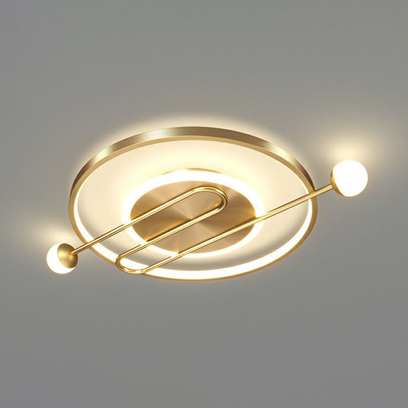 Circular Led Flush Mount Ceiling Light - Minimalistic Metal Living Room Lighting Fixture Gold / 18