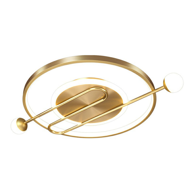 Circular LED Flush Mount Ceiling Light - Minimalistic Metal Living Room Lighting Fixture