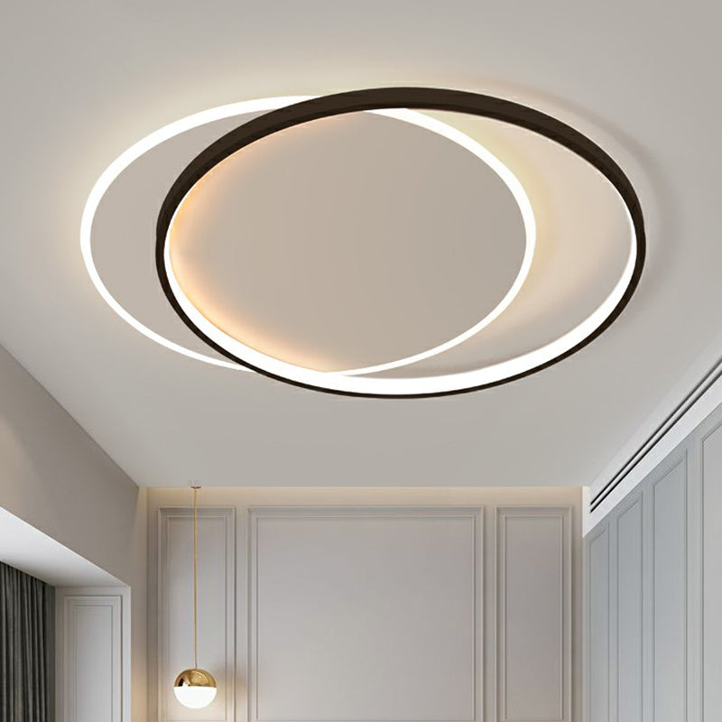 Simplicity LED Ceiling Mount Lamp - Black-White Flush Light Fixture with Acrylic Shade