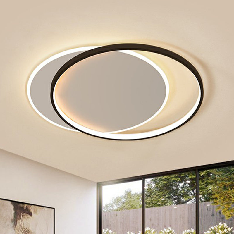 Simplicity LED Ceiling Mount Lamp - Black-White Flush Light Fixture with Acrylic Shade