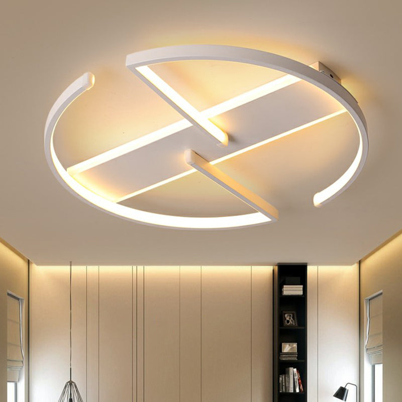 Nordic Circle LED Ceiling Light - Metallic Flush Mount for Bedroom in White