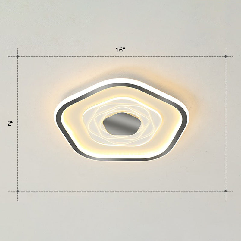 Minimalist Metal LED Flush Ceiling Light - Pentagonal Bedroom Fixture