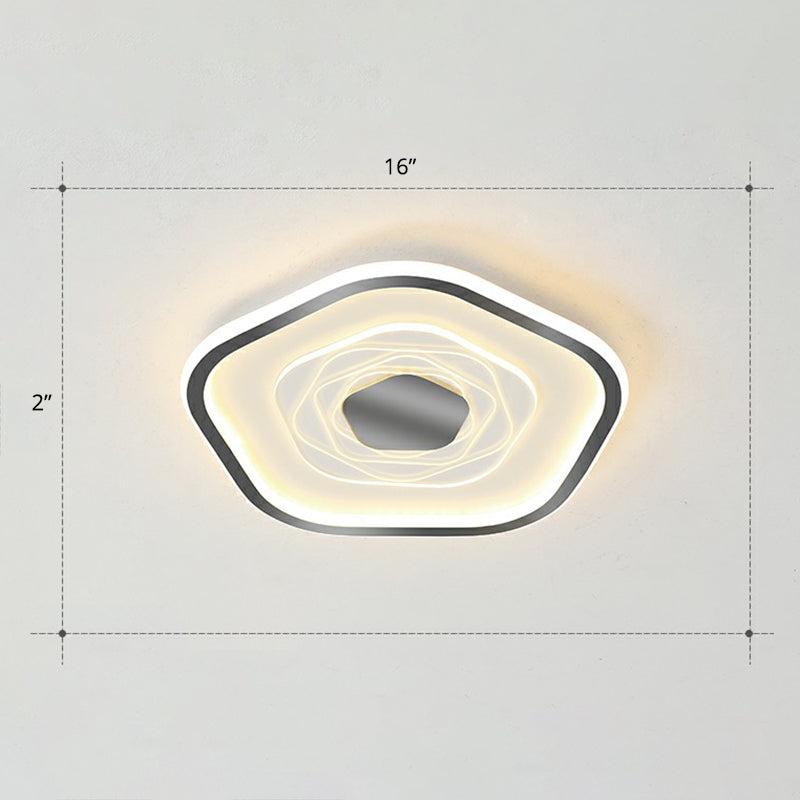 Minimalist Metal LED Flush Ceiling Light - Pentagonal Bedroom Fixture