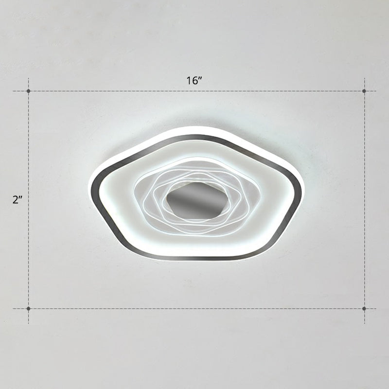 Minimalist Metal LED Flush Ceiling Light - Pentagonal Bedroom Fixture