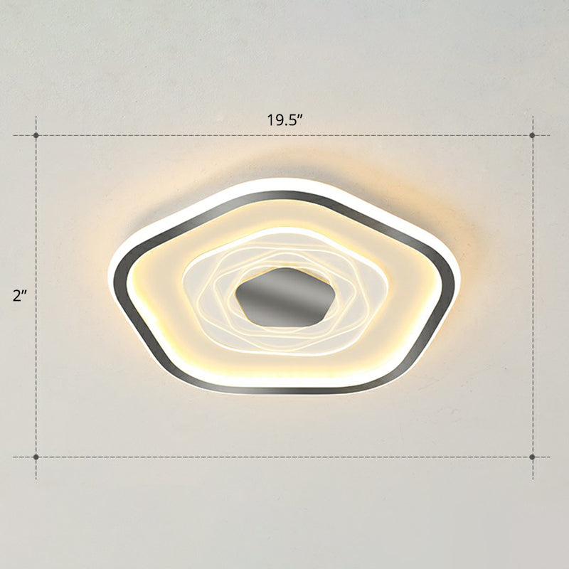 Minimalist Metal LED Flush Ceiling Light - Pentagonal Bedroom Fixture