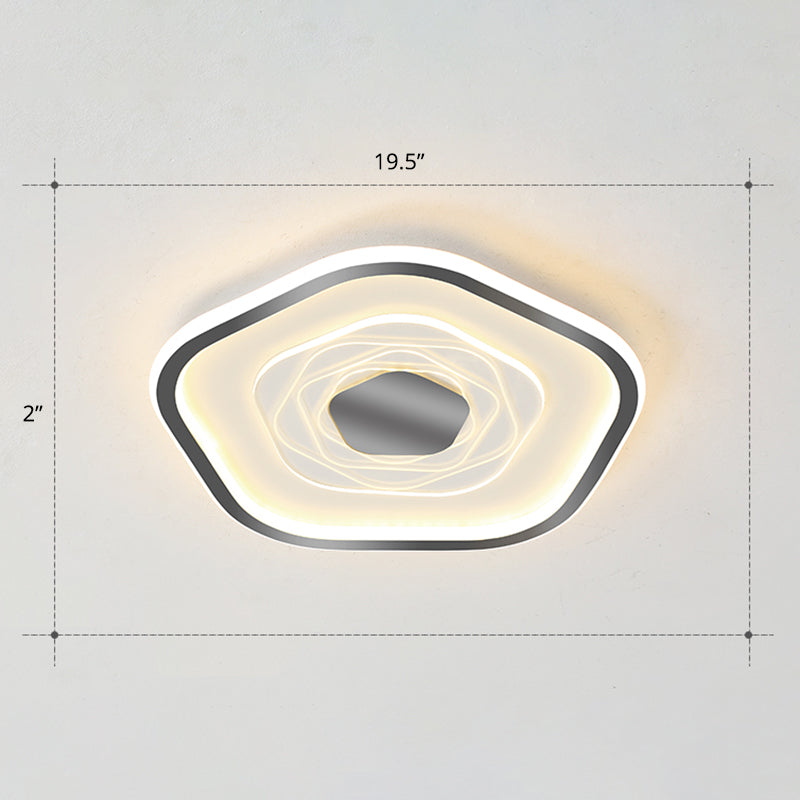 Minimalist Metal LED Flush Ceiling Light - Pentagonal Bedroom Fixture