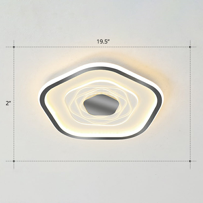 Minimalist Metal LED Flush Ceiling Light - Pentagonal Bedroom Fixture