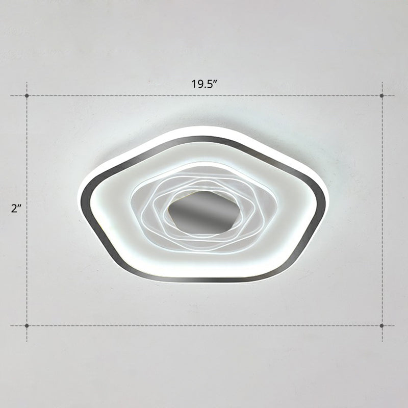 Minimalist Metal LED Flush Ceiling Light - Pentagonal Bedroom Fixture