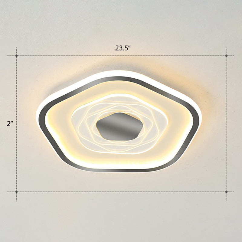 Minimalist Metal LED Flush Ceiling Light - Pentagonal Bedroom Fixture