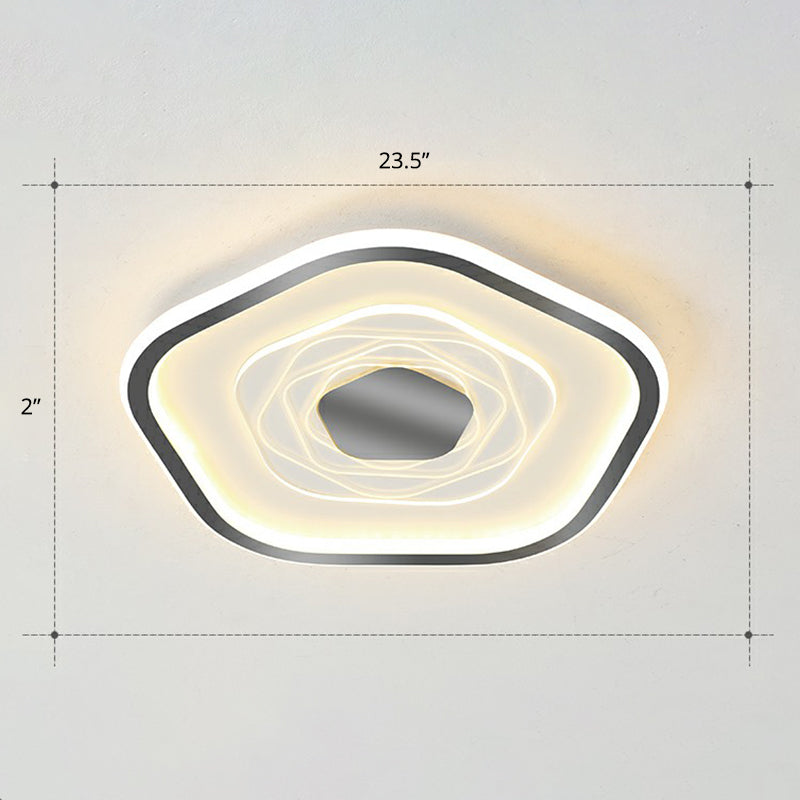 Minimalist Metal LED Flush Ceiling Light - Pentagonal Bedroom Fixture