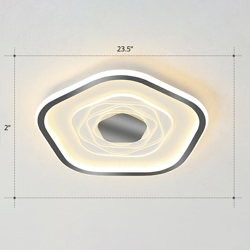 Minimalist Metal LED Flush Ceiling Light - Pentagonal Bedroom Fixture