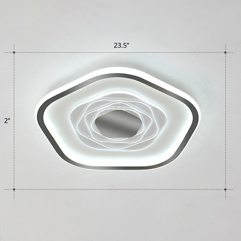 Minimalist Metal LED Flush Ceiling Light - Pentagonal Bedroom Fixture