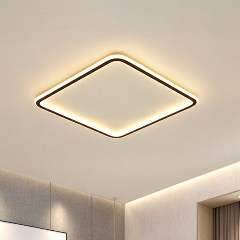 Plafonnier LED carré noir minimaliste - Luminaire de chambre à coucher en acrylique ultra-mince