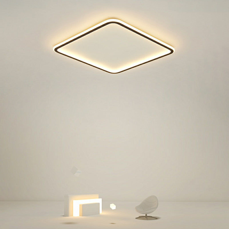 Plafonnier LED carré noir minimaliste - Luminaire de chambre à coucher en acrylique ultra-mince