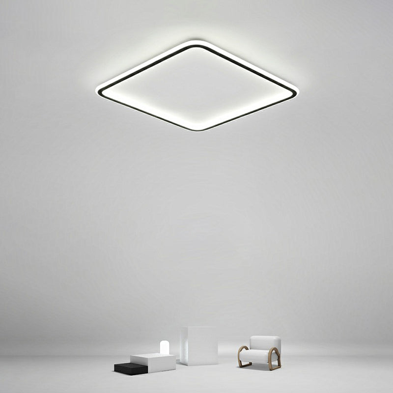 Plafonnier LED carré noir minimaliste - Luminaire de chambre à coucher en acrylique ultra-mince