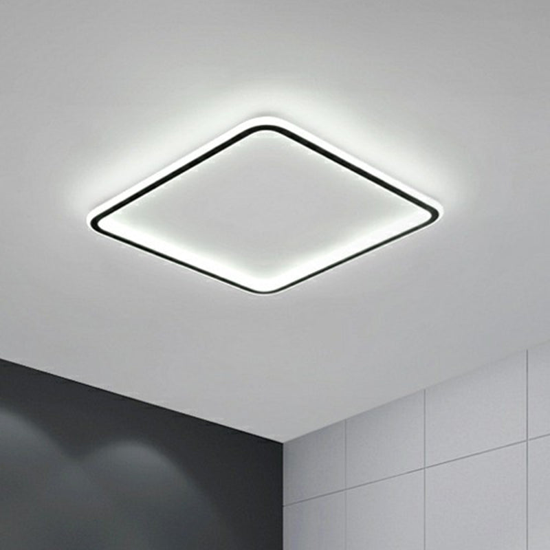 Plafonnier LED carré noir minimaliste - Luminaire de chambre à coucher en acrylique ultra-mince