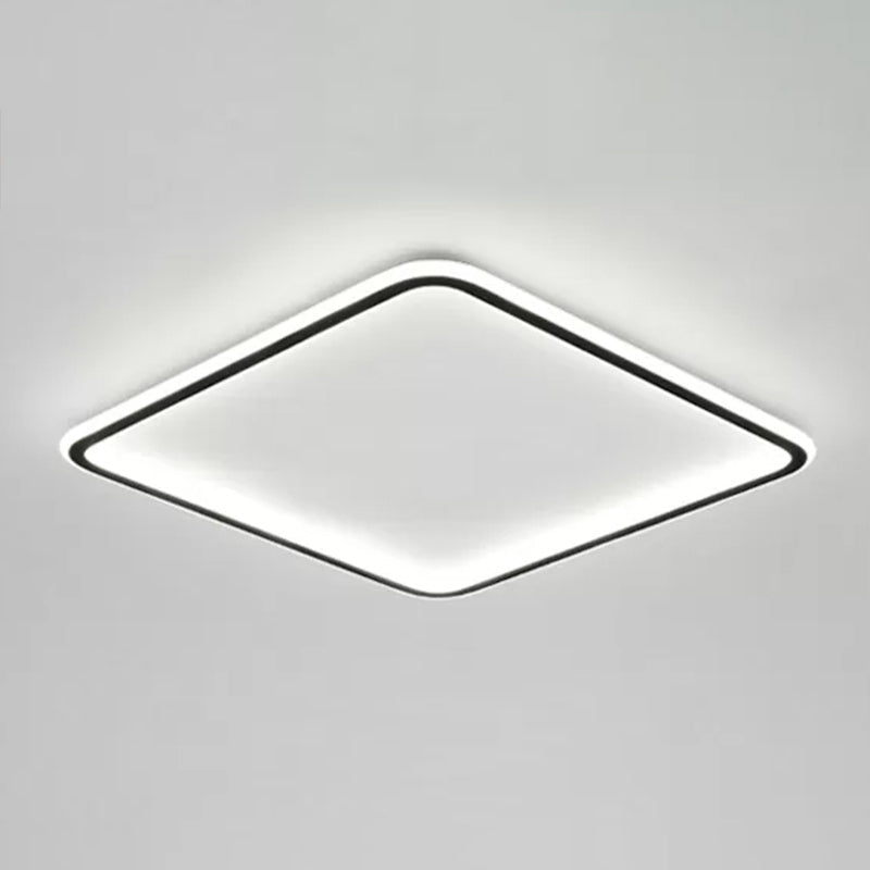 Plafonnier LED carré noir minimaliste - Luminaire de chambre à coucher en acrylique ultra-mince