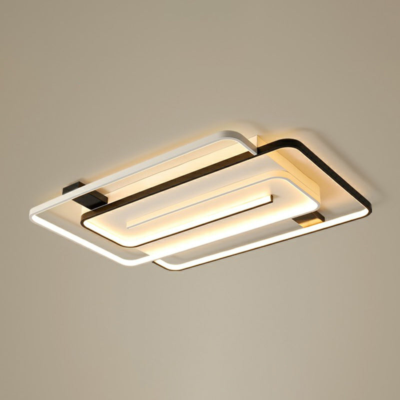 Sleek Acrylic Rectangle LED Flushmount Ceiling Light Fixture - Simplicity Black & White