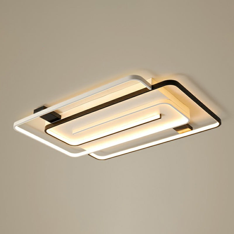 Sleek Acrylic Rectangle LED Flushmount Ceiling Light Fixture - Simplicity Black & White