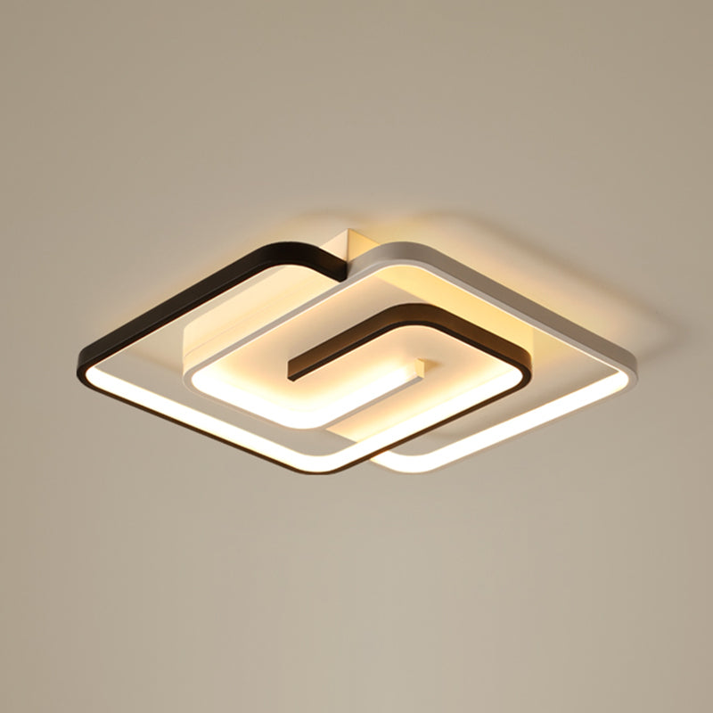 Sleek Acrylic Rectangle LED Flushmount Ceiling Light Fixture - Simplicity Black & White