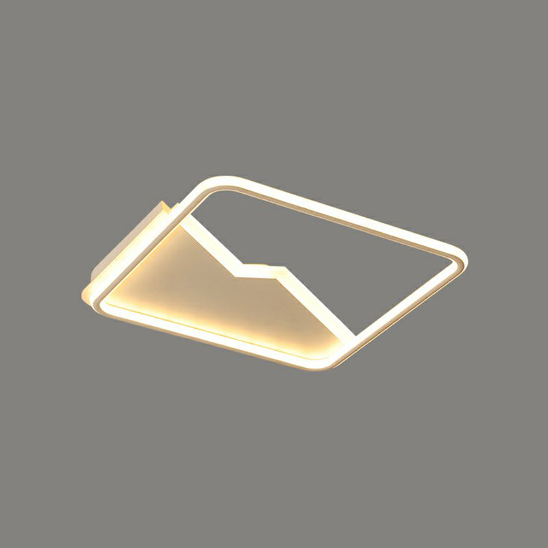 Simplicity Acrylic Rectangle Flush Mount LED Light - White Ceiling Fixture for Bedroom