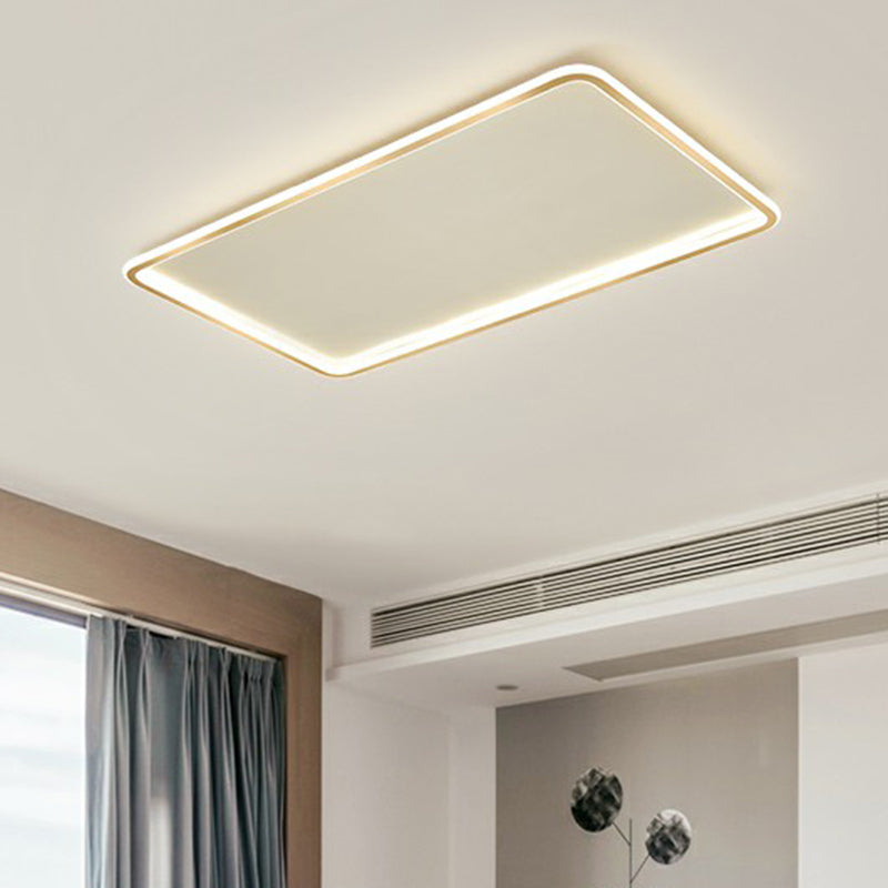 Minimalistic Gold Led Ceiling Light For Bedroom - Ultrathin Aluminum Flush Mount Fixture / 31.5