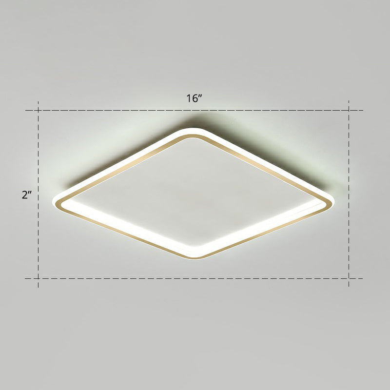 Minimalistic Gold LED Ceiling Light for Bedroom - Ultrathin Aluminum Flush Mount Fixture