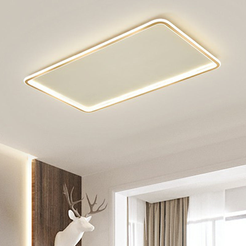 Minimalistic Gold LED Ceiling Light for Bedroom - Ultrathin Aluminum Flush Mount Fixture