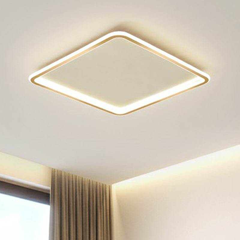 Minimalistic Gold LED Ceiling Light for Bedroom - Ultrathin Aluminum Flush Mount Fixture
