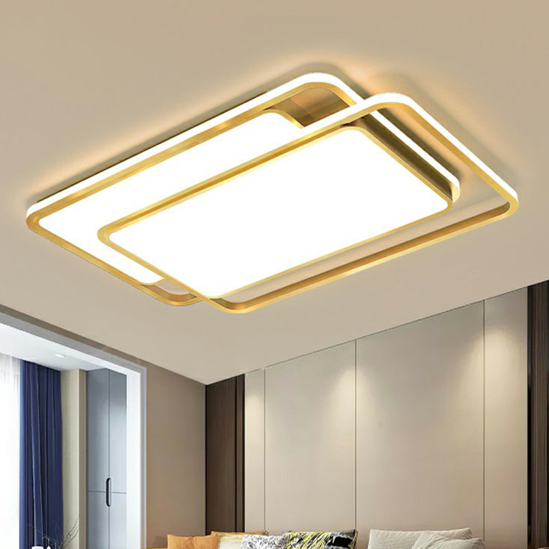 Acrylic LED Flush Ceiling Light - Contemporary Gold Flush-Mount Fixture for Living Room