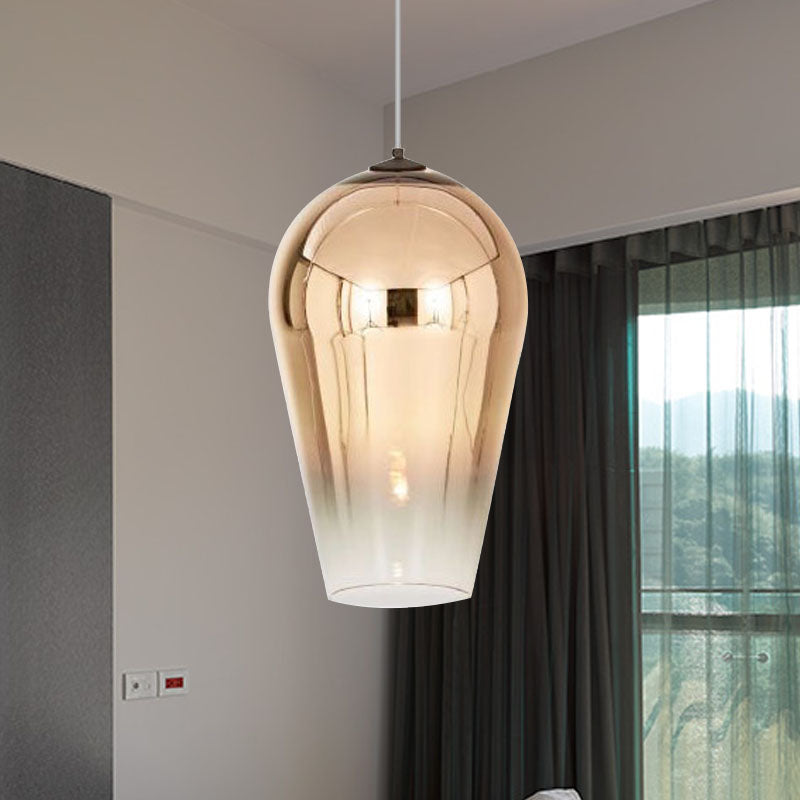 Suspension Cannon de 7/8" de large - Verre moderne - 1 lampe - Luminaire suspendu en chrome/or/or rose
