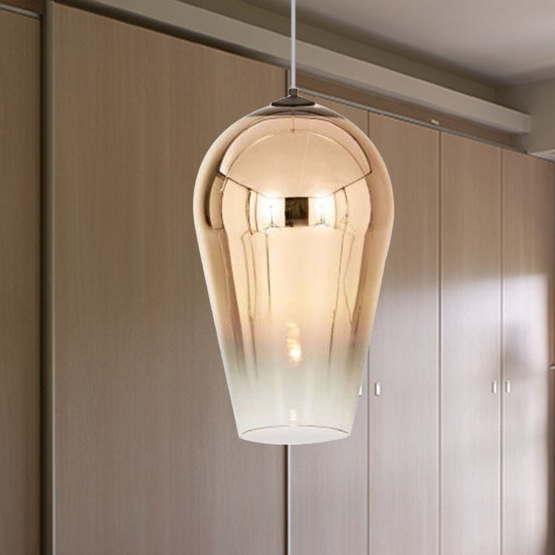 Suspension Cannon de 7/8" de large - Verre moderne - 1 lampe - Luminaire suspendu en chrome/or/or rose
