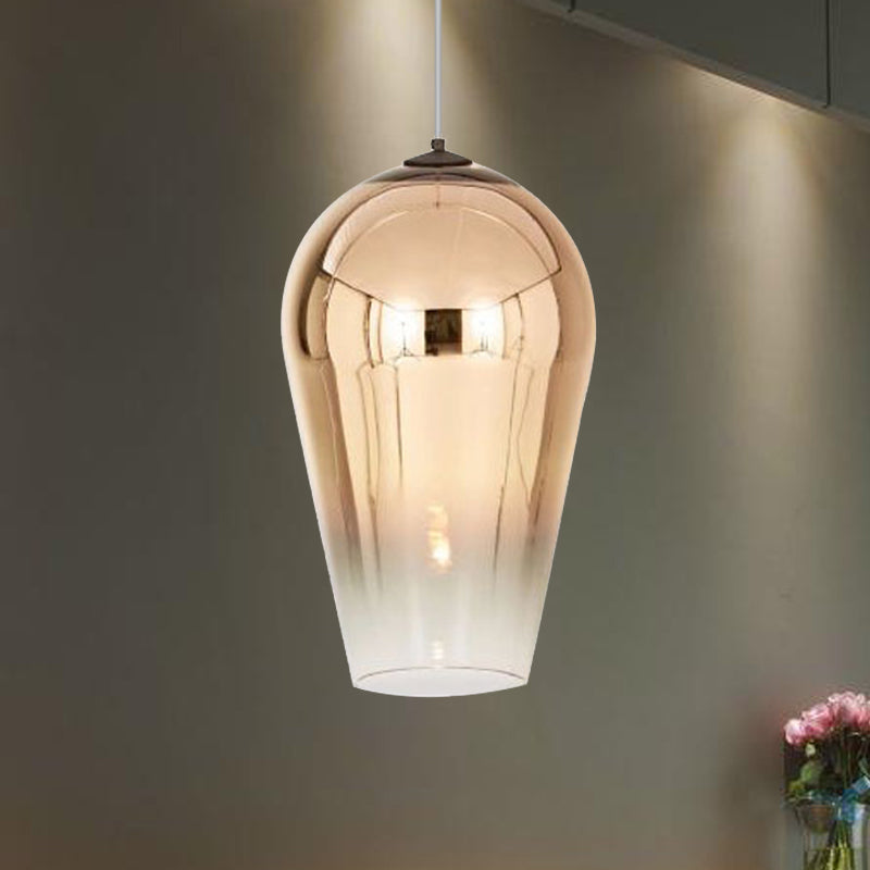 Suspension Cannon de 7/8" de large - Verre moderne - 1 lampe - Luminaire suspendu en chrome/or/or rose