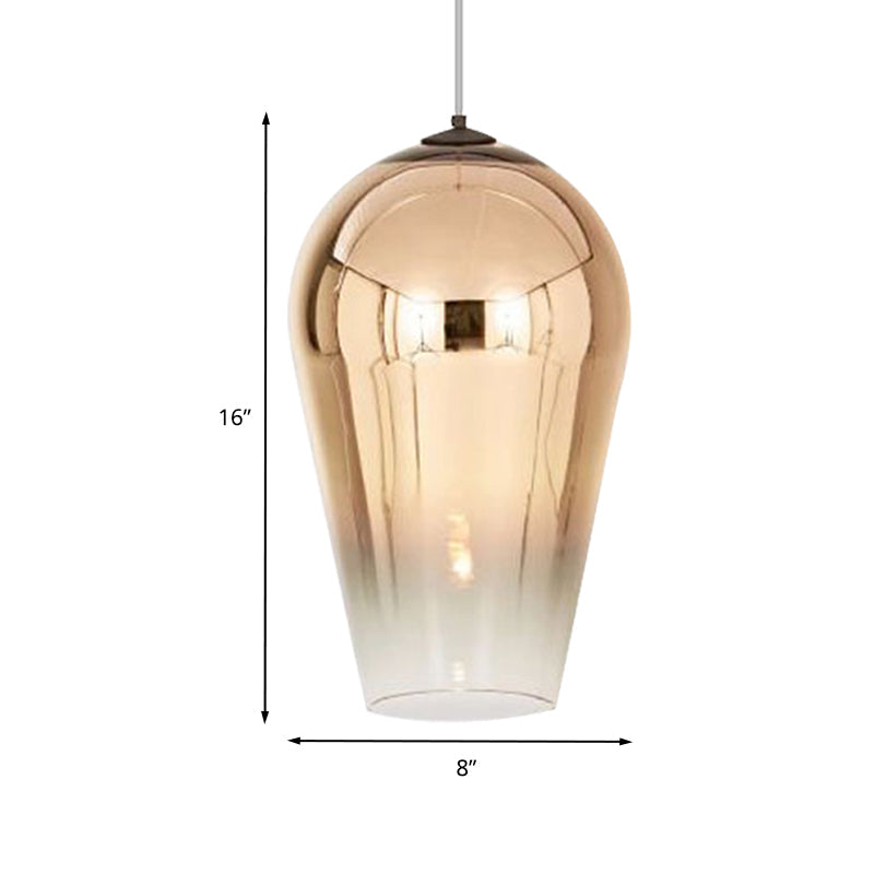 Suspension Cannon de 7/8" de large - Verre moderne - 1 lampe - Luminaire suspendu en chrome/or/or rose