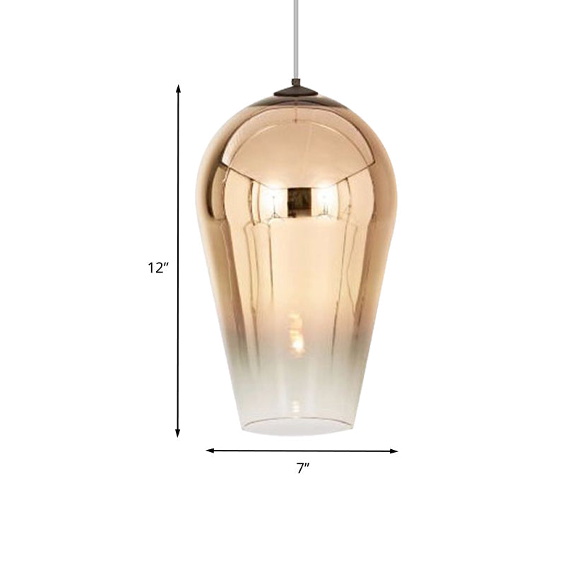 Suspension Cannon de 7/8" de large - Verre moderne - 1 lampe - Luminaire suspendu en chrome/or/or rose