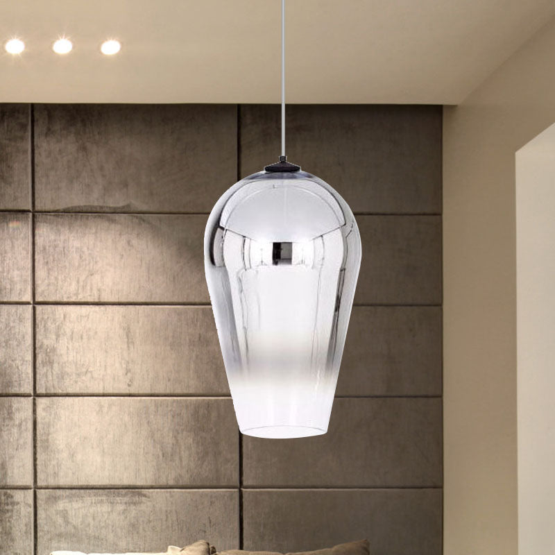 Suspension Cannon de 7/8" de large - Verre moderne - 1 lampe - Luminaire suspendu en chrome/or/or rose