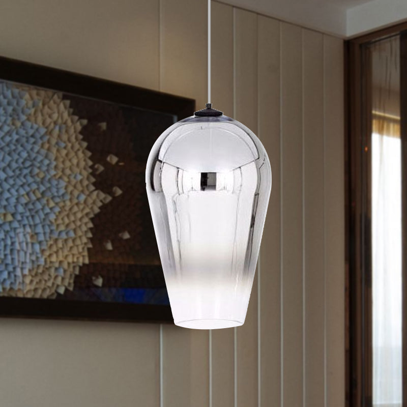 Suspension Cannon de 7/8" de large - Verre moderne - 1 lampe - Luminaire suspendu en chrome/or/or rose