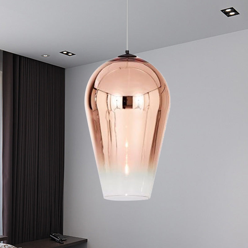 Suspension Cannon de 7/8" de large - Verre moderne - 1 lampe - Luminaire suspendu en chrome/or/or rose
