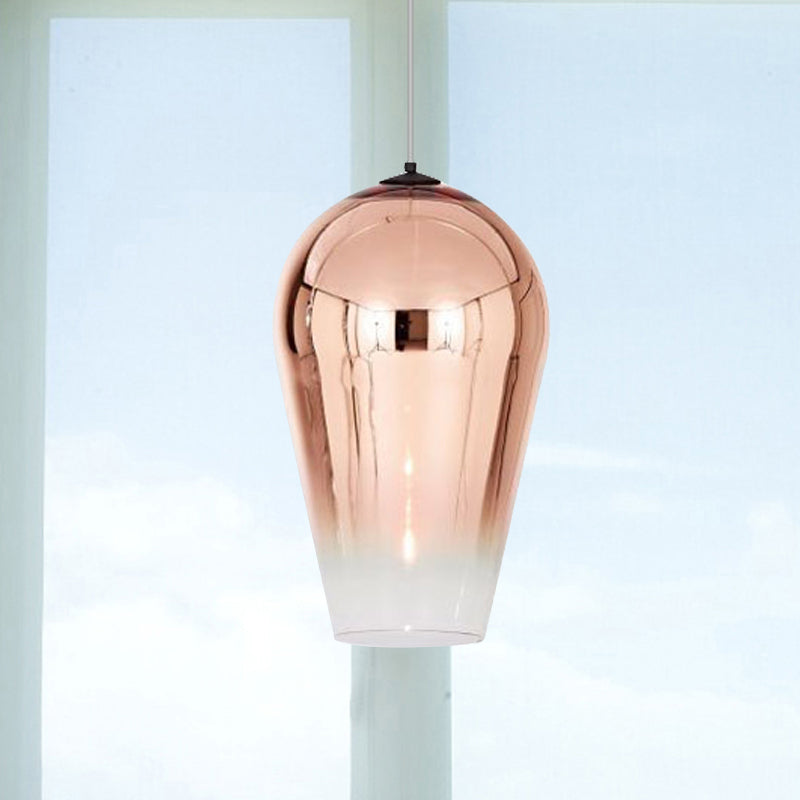 Suspension Cannon de 7/8" de large - Verre moderne - 1 lampe - Luminaire suspendu en chrome/or/or rose