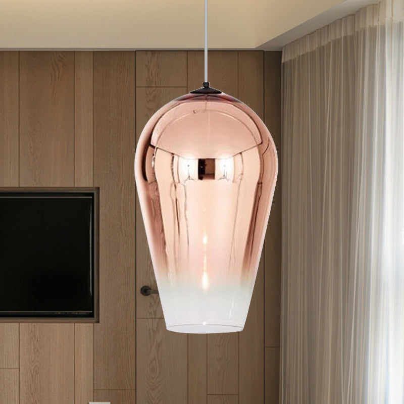 Suspension Cannon de 7/8" de large - Verre moderne - 1 lampe - Luminaire suspendu en chrome/or/or rose