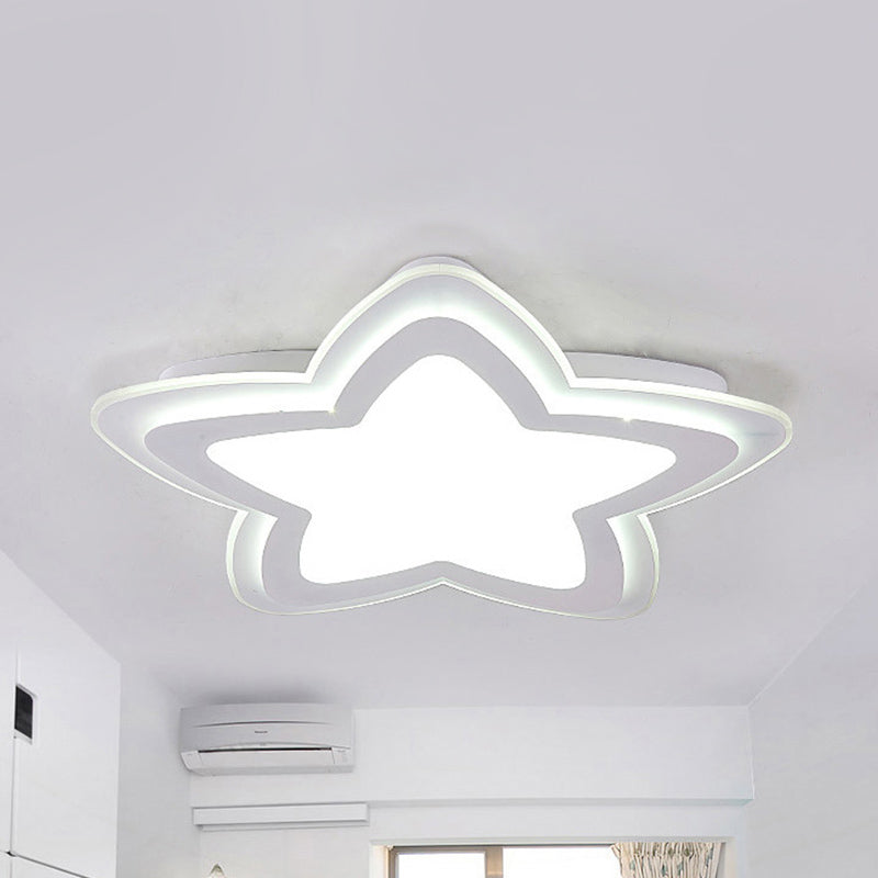 Star-Shaped Acrylic Flush Mount Light for Child's Bedroom with Simple White Style