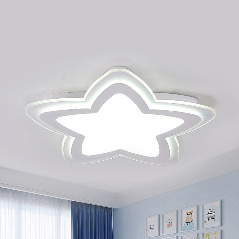 Star-Shaped Acrylic Flush Mount Light for Child's Bedroom with Simple White Style