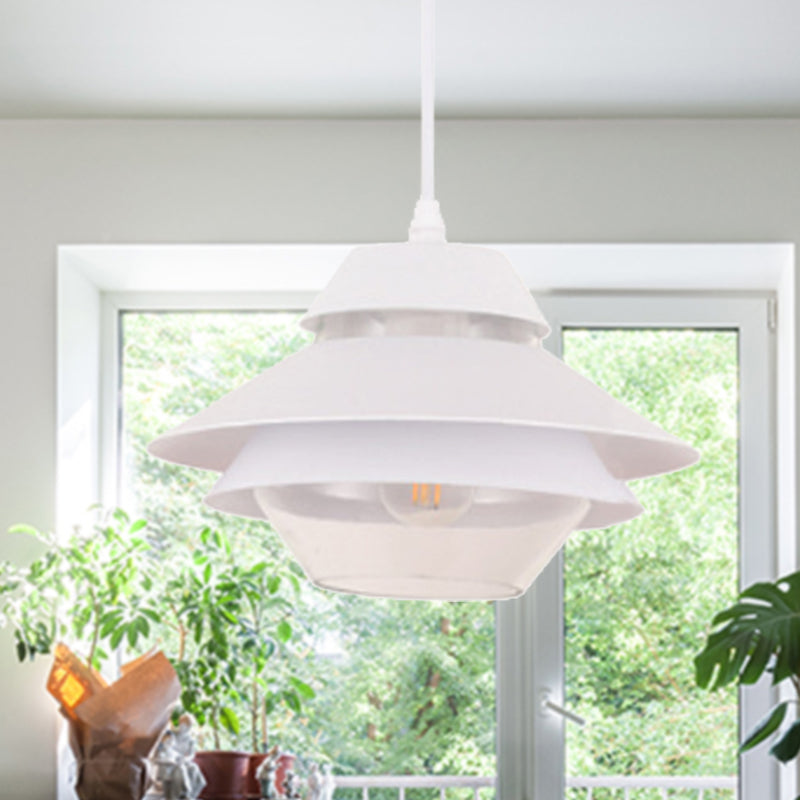 Stylish Macaron Pendant Light In Blue/Green For Living Room - 1 Metallic Hanging Ceiling Lamp