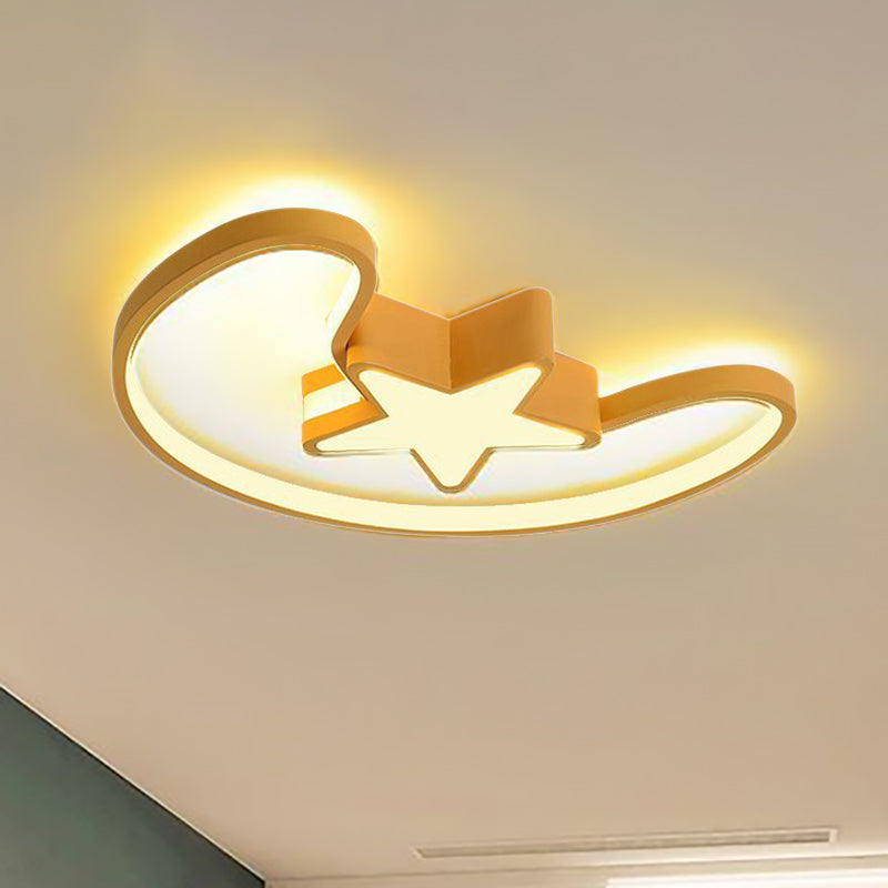 Modern Acrylic Moon and Star Ceiling Light - Stylish Living Room Flush Mount
