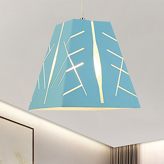 Modern Tapered Pendant Ceiling Light - Pink/Yellow/Blue Metal with 1 Light