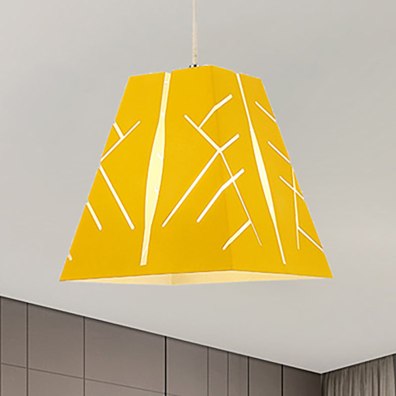 Modern Tapered Pendant Ceiling Light - Pink/Yellow/Blue Metal with 1 Light