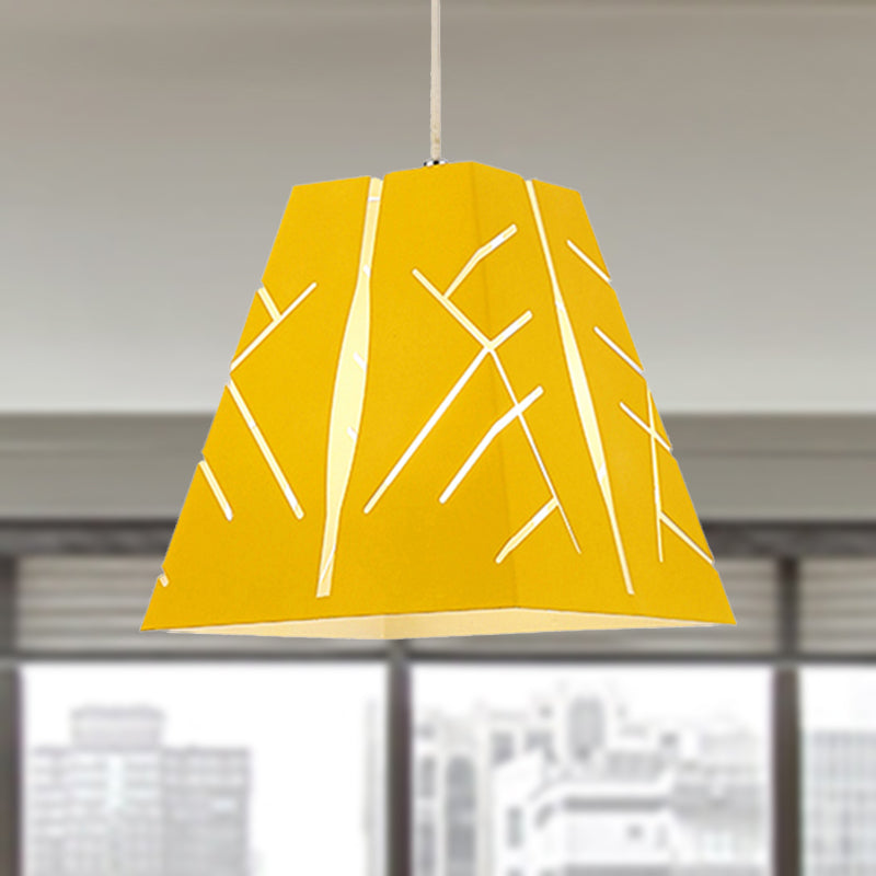 Modern Tapered Pendant Ceiling Light - Pink/Yellow/Blue Metal with 1 Light