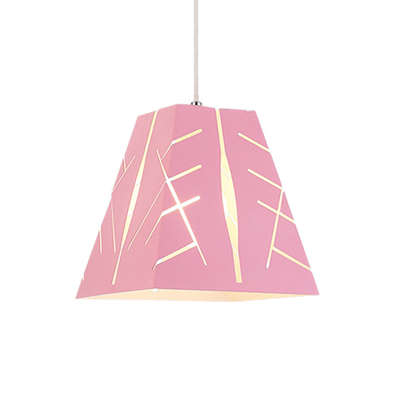 Modern Tapered Pendant Ceiling Light - Pink/Yellow/Blue Metal with 1 Light