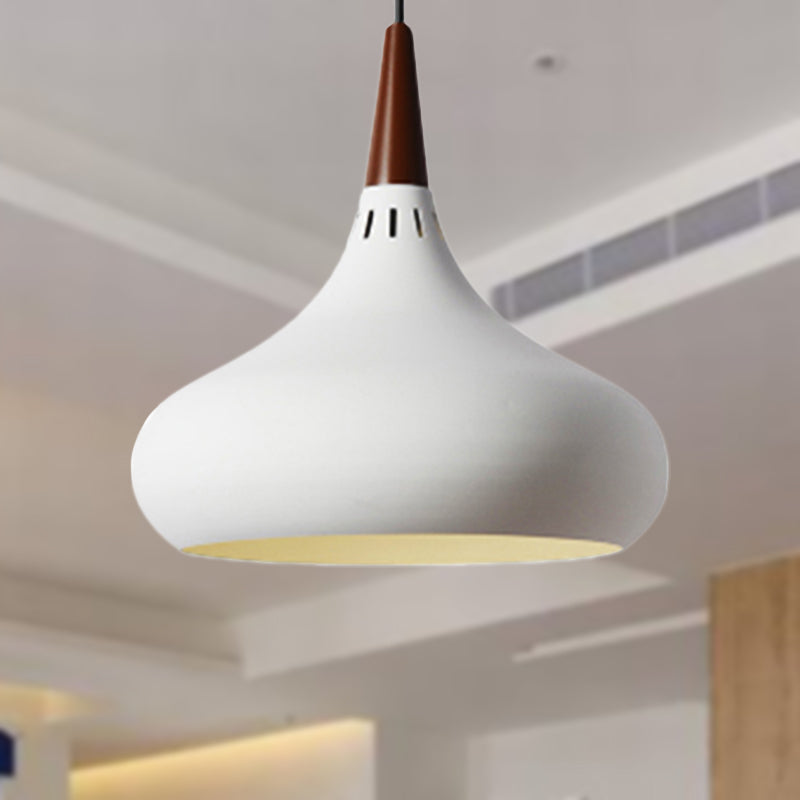 Nordic Teardrop Pendant Lighting - 8"/11"/12"W - Metal - 1 Light - Black/White/Pink
